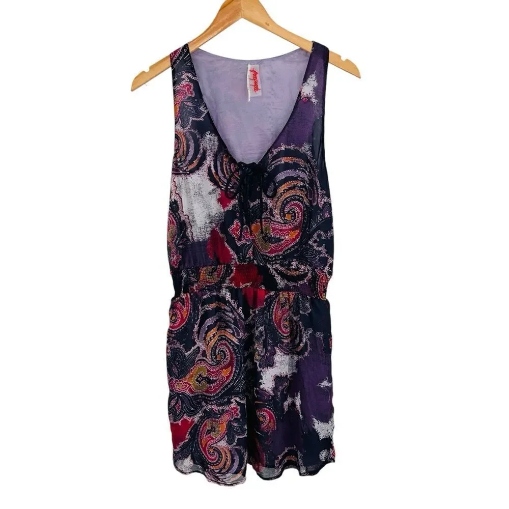 Free People Falling for Georgette Lace Up Dress Size small purple paisley